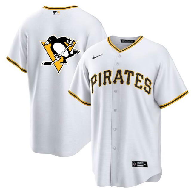 Men's Pittsburgh Pirates & Penguins White Cool Base Stitched Jersey